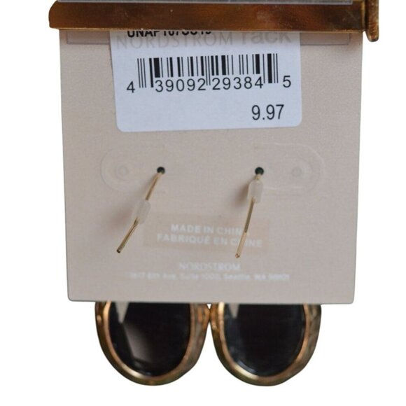 14th & Union Black Gold Tone Oval Drop Earrings NWT Gift - Picture 3 of 3
